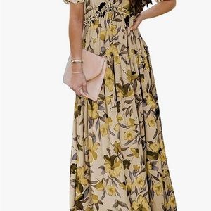 Boho Floral V Neck Dress